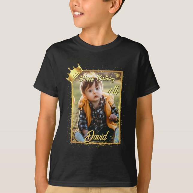 T-shirt Nom photo personnalisé Boy Birthday (Devant)