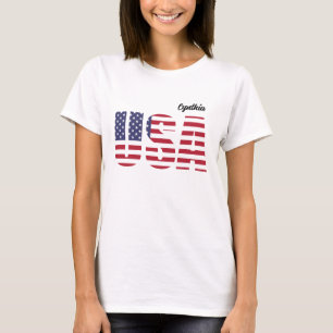 T-shirt Nom, USA Conception du crayon, Femmes de base