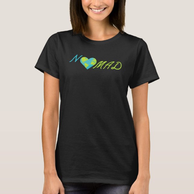 T-shirt NOMAD with Heart shaped World Globe for Travel (Devant)
