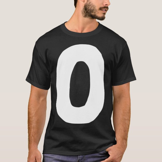 T-shirt Nombre 0 grand et blanc gras (Devant)