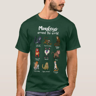 T-shirt Nombreuses espèces de singes types de singes 1