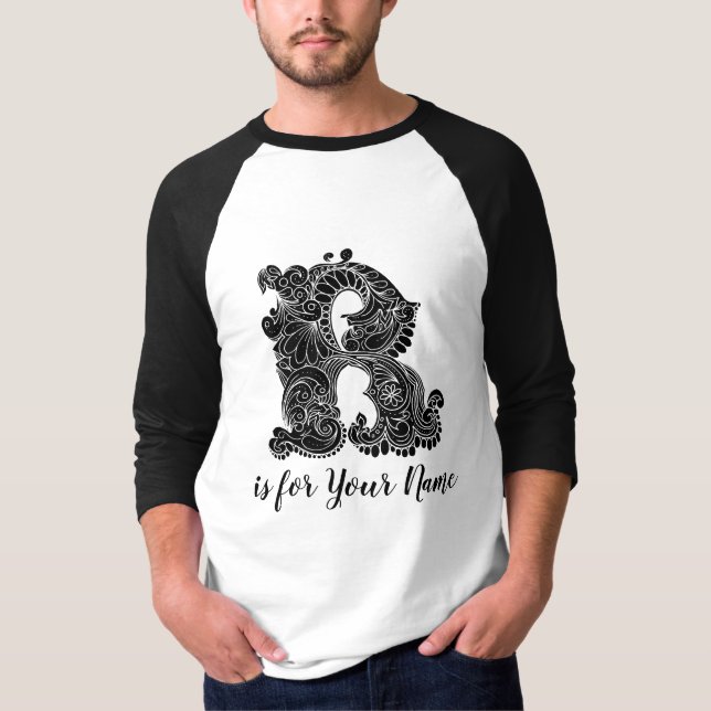 T-shirt nommé personnalisé par R de lettre de (Devant)