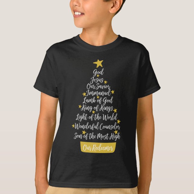 T-shirt Noms De Jésus Foi Chrétienne Arbre De Noël Chri (Devant)