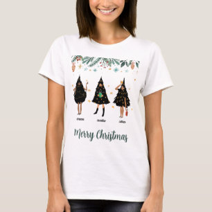 T-shirt Noms des femmes noires habillées en sapin noir de 