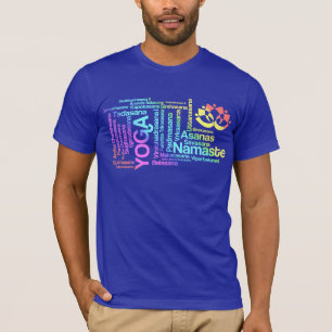 T-shirt Noms élégants de yoga d'arc-en-ciel des position