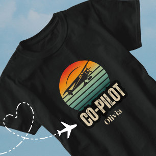 T-shirt Noms Personnalisés Couple Correspondant PILOTE Cou