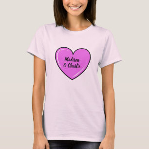 T-shirt Noms personnalisés et coeur d'amour du texte