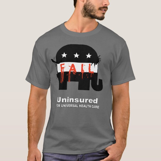 T-shirt Non assuré pour des soins de santé universels (Devant)