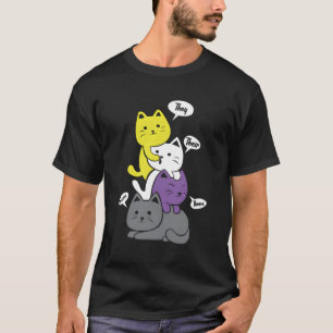 T-shirt Non-binaire Ils Leur Les Meow Non-Binary Drapeau K