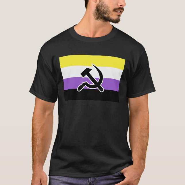 T-shirt non binaire marteau et faucille (Devant)