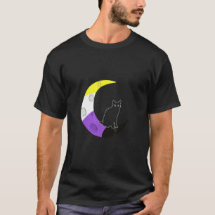 T-shirt Non binaire Non binaire Lune Chat Lgbt Agender