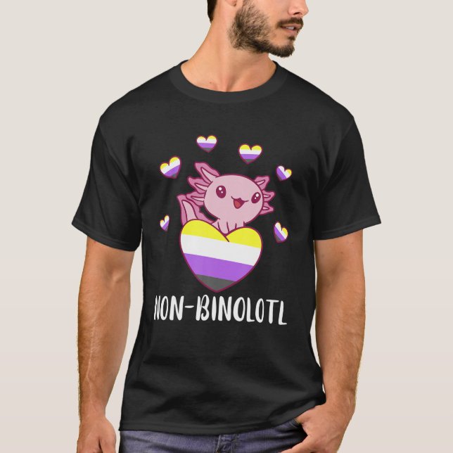 T-shirt Non Binary Axolotl Heart LGBT Nonbinary Flag Gende (Devant)