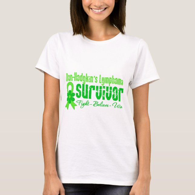 T-shirt Non ruban de fleur de survivant de lymphome de (Devant)