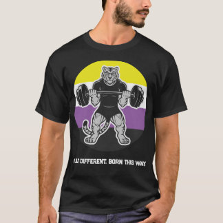 T-shirt Nonbinary Pride Tiger Lifter Gym Shirt — Born This