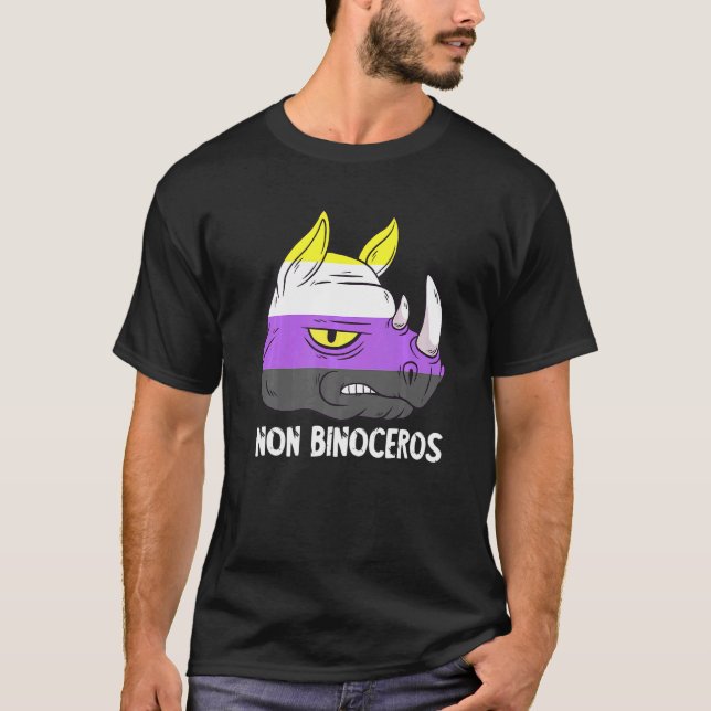 T-shirt Nonbinary Rhinoceros LGBTQ Nonbinary Flag Nonbinar (Devant)