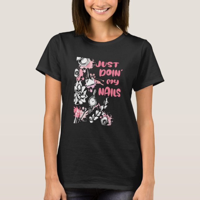 T-shirt Nongles de Doin Floral Manicuriste Nail Tech femme (Devant)