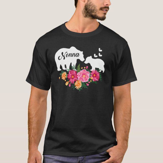 T-shirt Nonna Floral Flower mignonne Ours maman grand-mère (Devant)