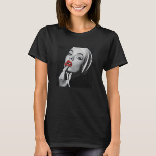 T-shirt nonne rebelle avec rouge à lèvres, nonne rebelle