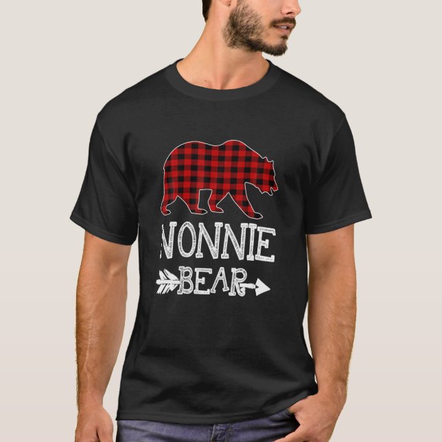 T-shirt Nonnie Bear Noël Noël Noël Noël Pajama Rouge Plaqu (Devant)