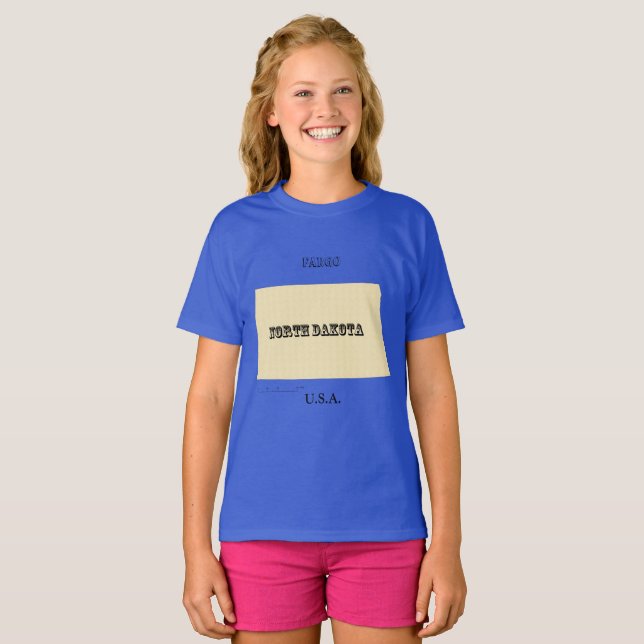 T - Shirt - Nord-Dakota-Karte mit Stadt (Vorne ganz)