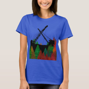 T-shirt Nord-Ouest, grue et lunette, art INGÉNIEUR OPÉRATI