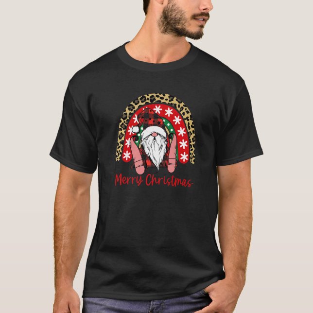 T-shirt Nordec Red Puffalo Plaid Gnome Christmas Rainbow (Devant)