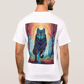 T-Shirt Nordic Spirit Loup avec Runes et Forêt