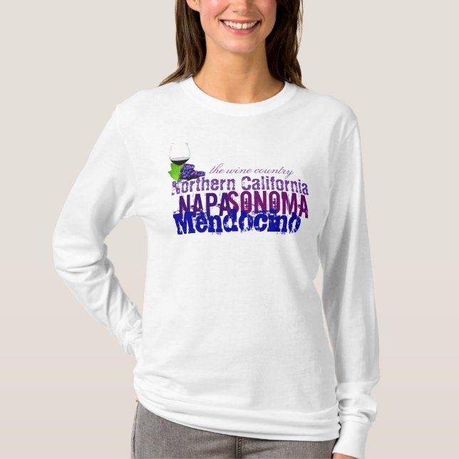 T - Shirt Nordkalifornien Napa Sonoma Mendocino (Vorderseite)