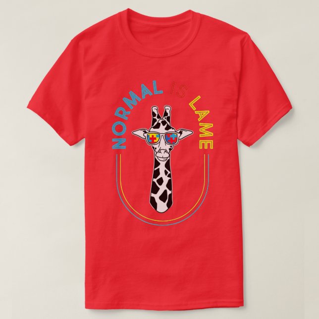 T-shirt Normal Est Lame - Giraffe Autiste Puzzle Autisme A (Design devant)