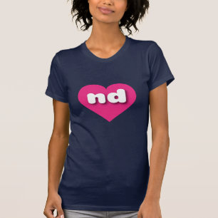 T-shirt North Dakota coeur rose chaud - J'aime et