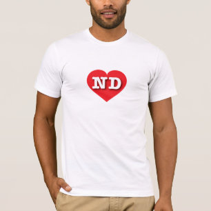 T-shirt North Dakota Red Heart - J'aime ND