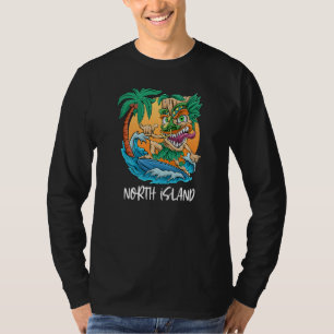T-shirt North Island New Zealand Palm Tree Surfing Beach V
