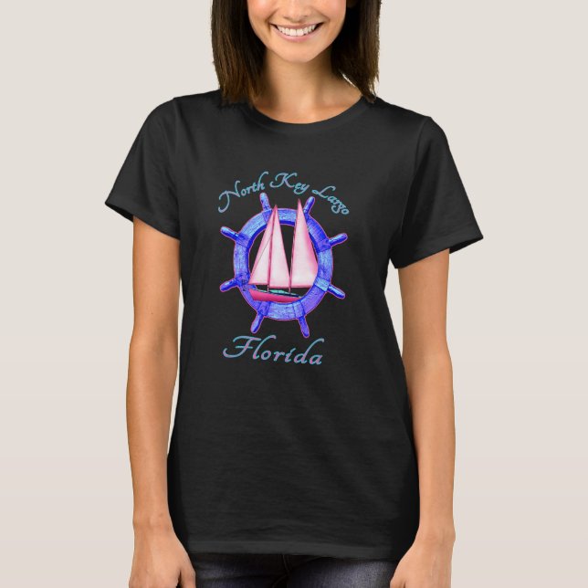 T-shirt North Key Largo Floride Voilier Vacances (Devant)
