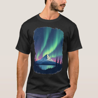 T-shirt Northern Lights Mountain Aurora Borealis