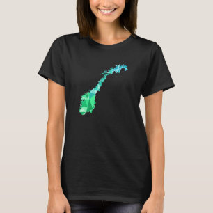 T-shirt Norvège Carte En Polygon Style Scandinavi Géométri