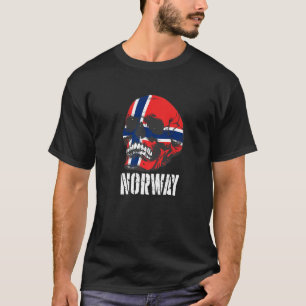T-shirt Norvège Drapeau Crâne Norvégien Fierté Patriotique