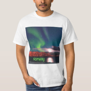 T-shirt Norvège Lumières nordiques scandinaves Clips rouge
