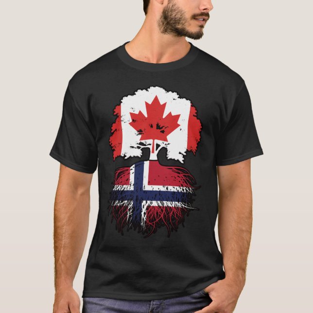 T-shirt Norvège Norvégien Canadien Drapeau des racines de  (Devant)