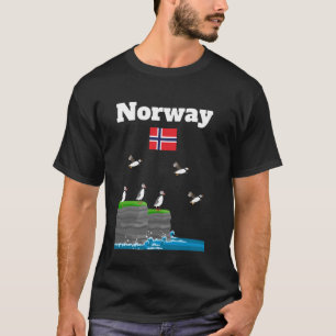 T-shirt Norvège Puffin Colony Falaises de la mer Norvège V