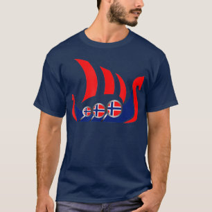 T-shirt Norvège Viking Ship Norwegian Drapeau Dragon Batea