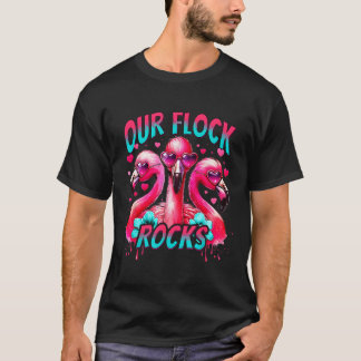 T-shirt Nos Flock Rocks Flamant rose Correspondant Vacance