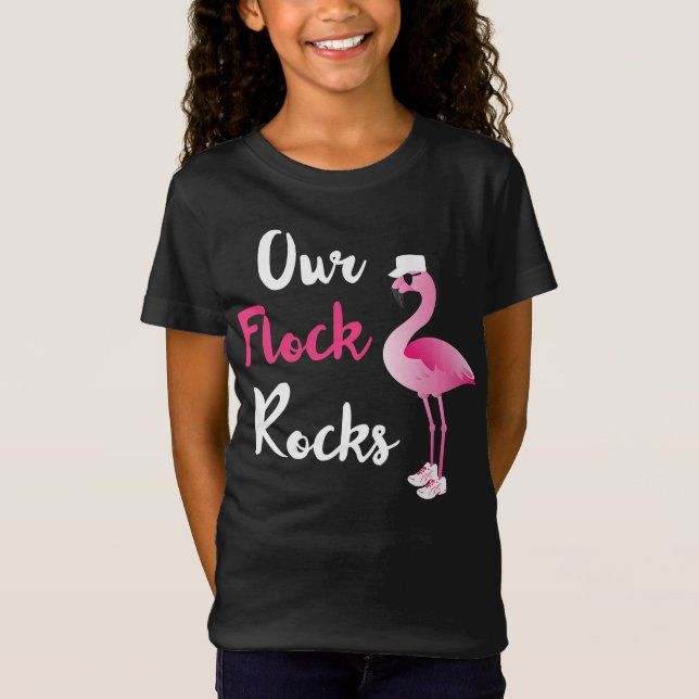 T-Shirt Nos fusées Flock Rocks Adorable Flamant rose Crois (Devant)