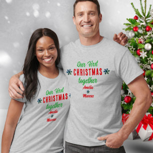 T-shirt Nos premiers Noël Ensemble Flammes De Neige