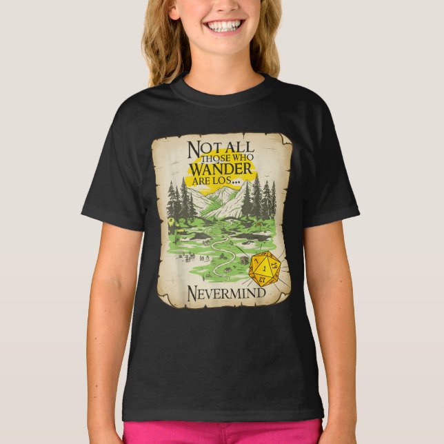 T-shirt Not All Who Wander Are Lost Funny Maps Rpg Parody  (Devant)