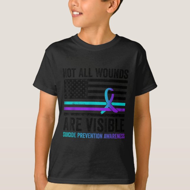 T-shirt Not All Wounds Are Visible American Flag Suicide P (Devant)