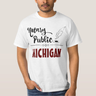 T-shirt Notaire Public Elegant Feather Quill Michigan