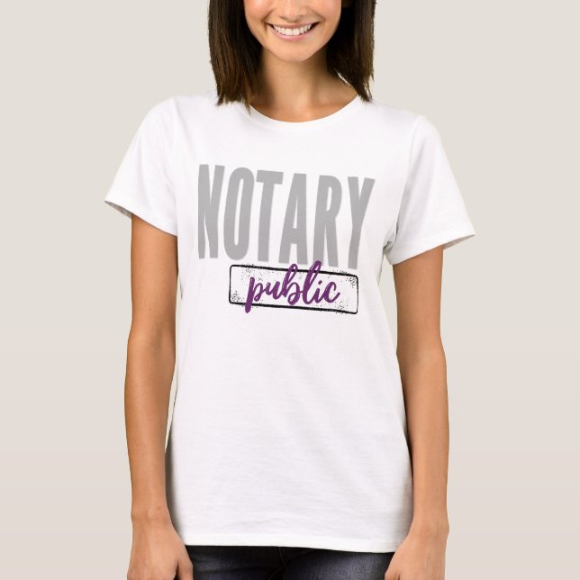 T-shirt Notaire Public Grosse Police Faded Noir avec viole (Devant)