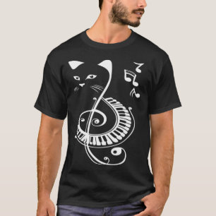 T-shirt Note de musique pour piano de chat