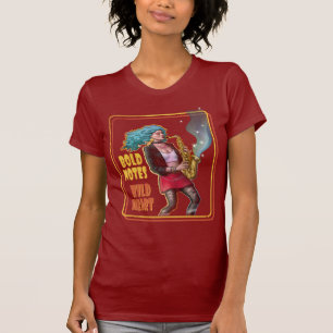 T-shirt Notes Audacieuses, Cœur Sauvage – Fille au Saxopho