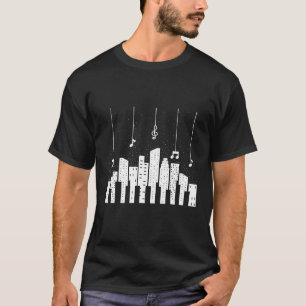 T-shirt Notes City Keys Piano Piano Synthesizer Clavier